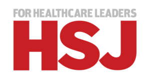 Red capital letters with smaller grey writing